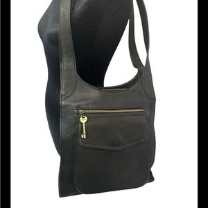 Fossil 1954 Shoulder Bag Black Leather Purse Bag American Classic Vintage 75082